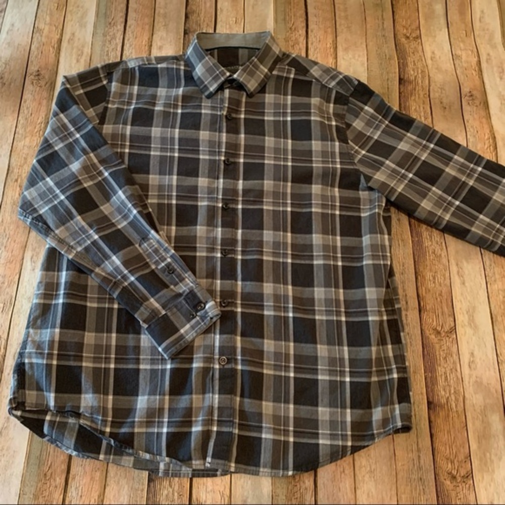Tasso Elba mens plaid long sleeve button down shirt | size Extra Large
